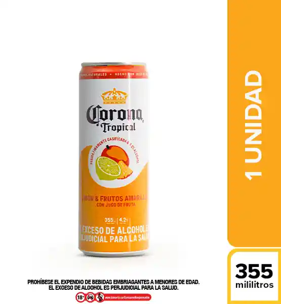 Corona Bebida Alcohólica Limón y Frutos Amarillos 355 mL