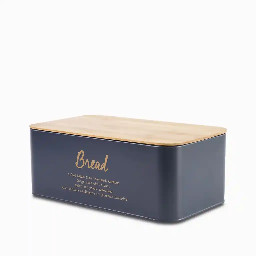 Recipiente Pan Azul Mate y Madera Ambiente Gourmet