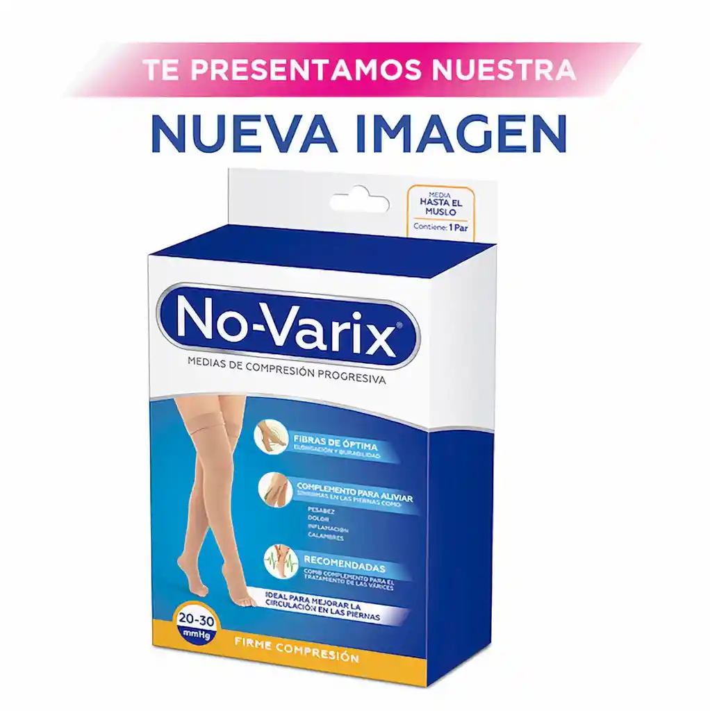 No-Varix Media Muslo Banda Siliconada 20-30 mm/hg Beige L