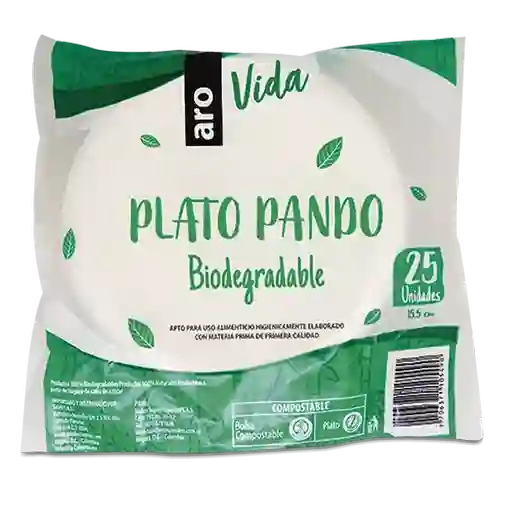 Aro Plato Pando Vida Biodegradable 15.5 cm