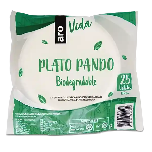Aro Plato Pando Vida Biodegradable 15.5 cm