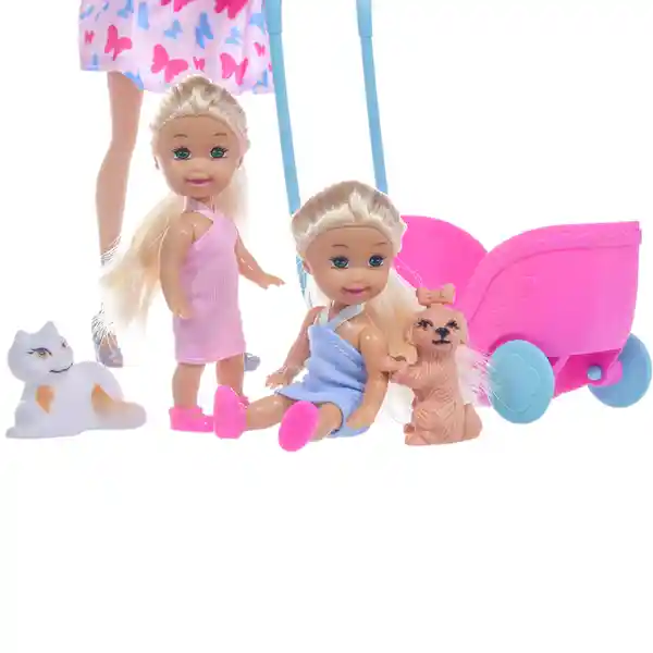 Bonnie Pink Muñeca Con Sus Mellizas y Sus Mascotas