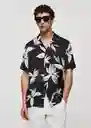 Camisa Mikonos Negro Talla M Hombre Mango