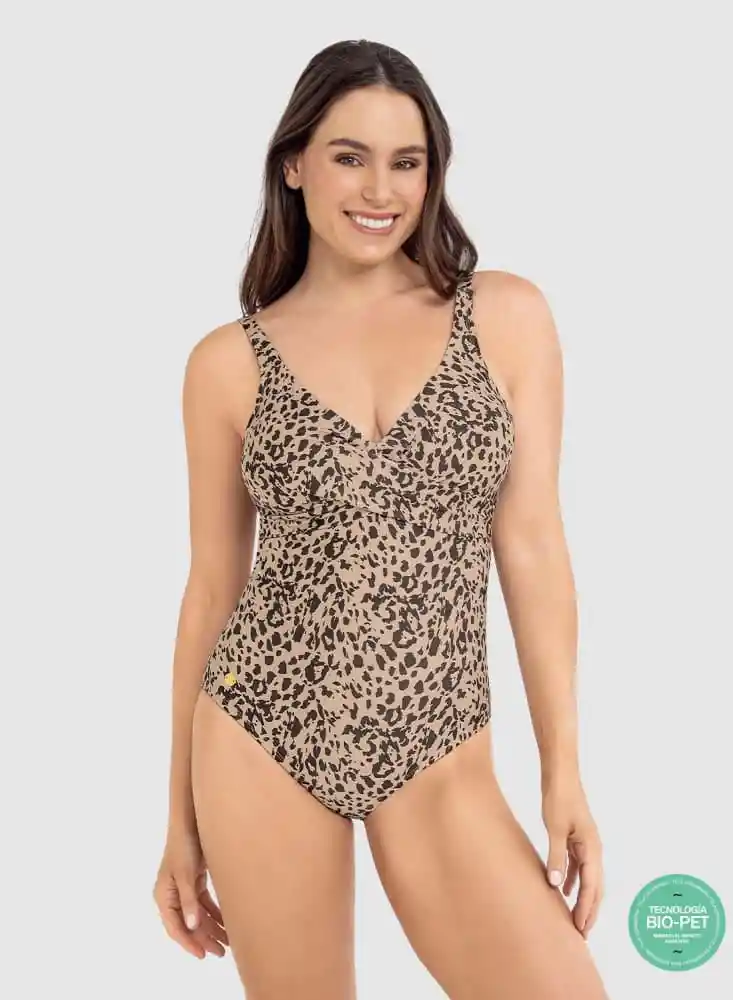 Vestido de Baño Con Drapeado en El Escote Bio Pet 19a071p