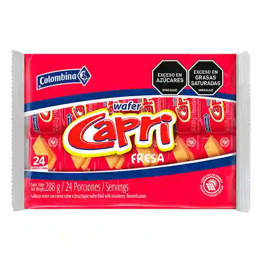 Capri Galletas Tipo Wafer Sabor a Fresa