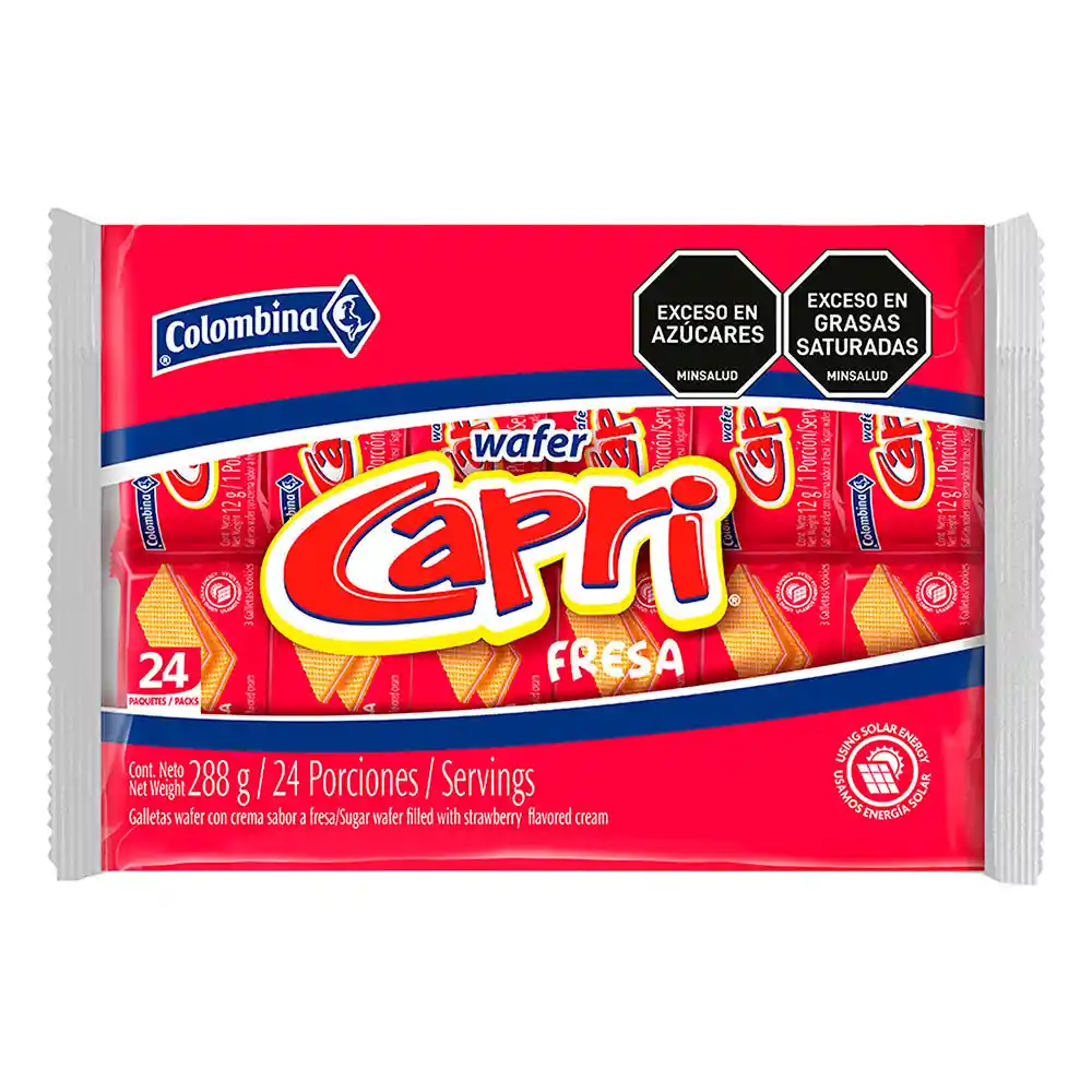 Capri Galletas Tipo Wafer Sabor a Fresa