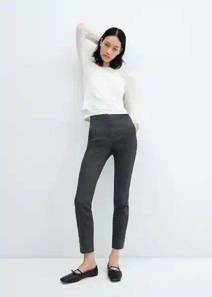 Pantalón Cola Gris Claro Vigoré Talla 42 Mujer Mango