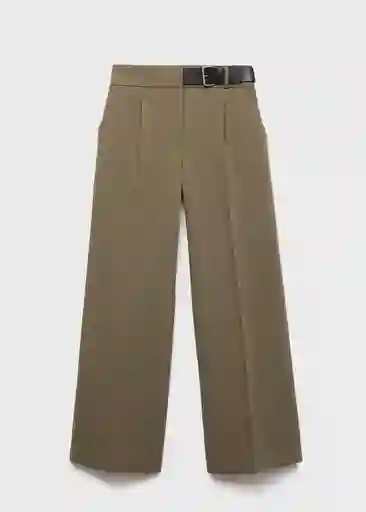 Pantalón Cinto Khaki Talla 36 Mujer Mango