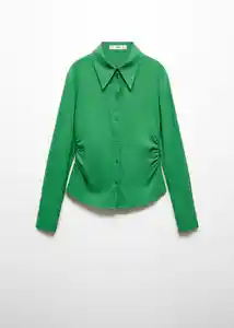 Camisa Frunci Verde Talla XS Mujer Mango