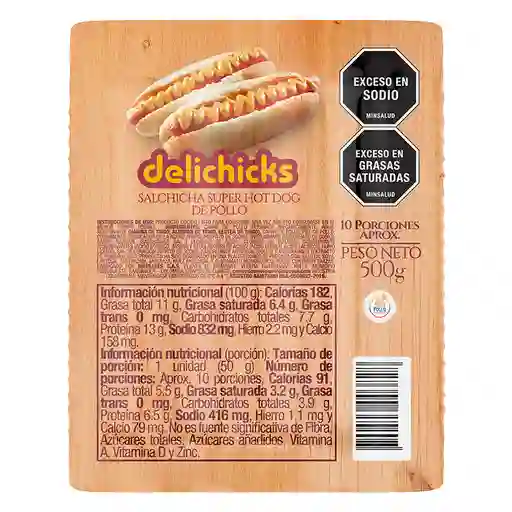 Delichicks Salchicha Super Hot Dog de Pollo