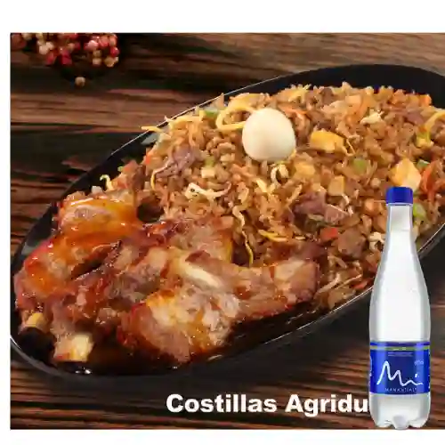Costillas de Cerdo Agridulce +Agua Manantial 600ml