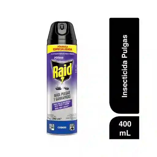 Raid Insecticida aerosol mata pulgas, 390ml