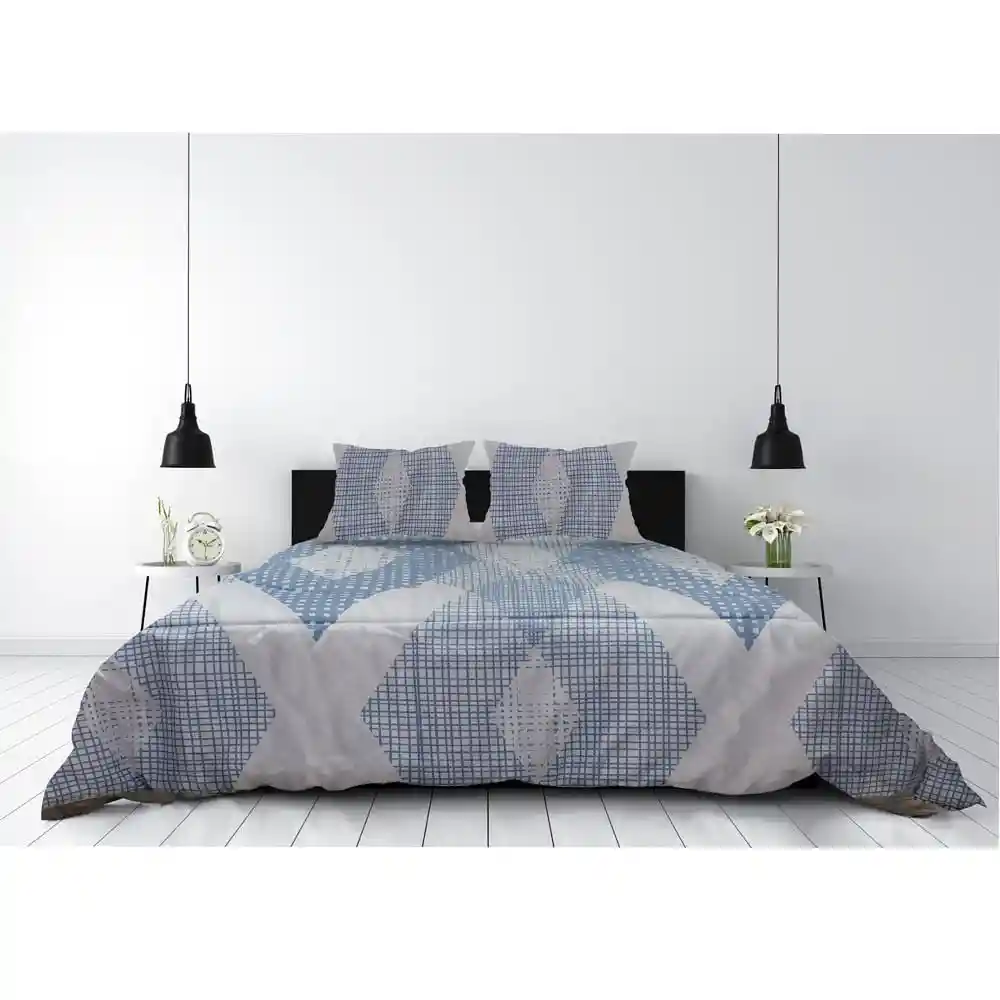 Edredón Cama King Rombo Fondo Blanco