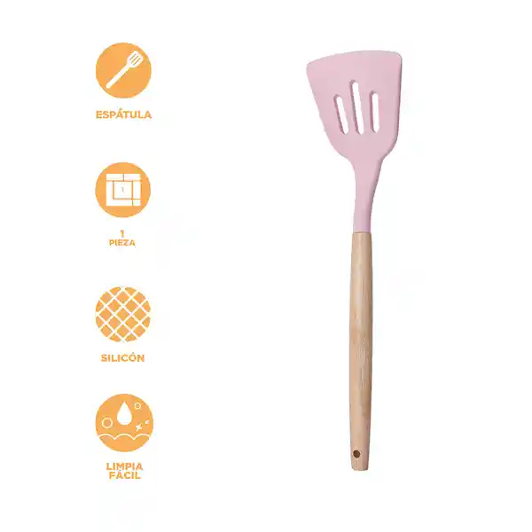 Espátula de Ranurado en Silicona Rosa Miniso