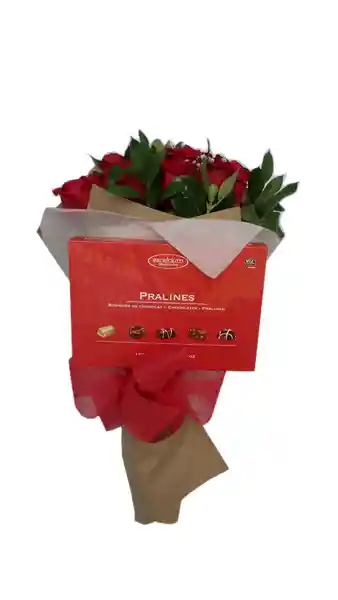 Bouquet 24 Rosas Rojas Flores Frescas y Chocolates