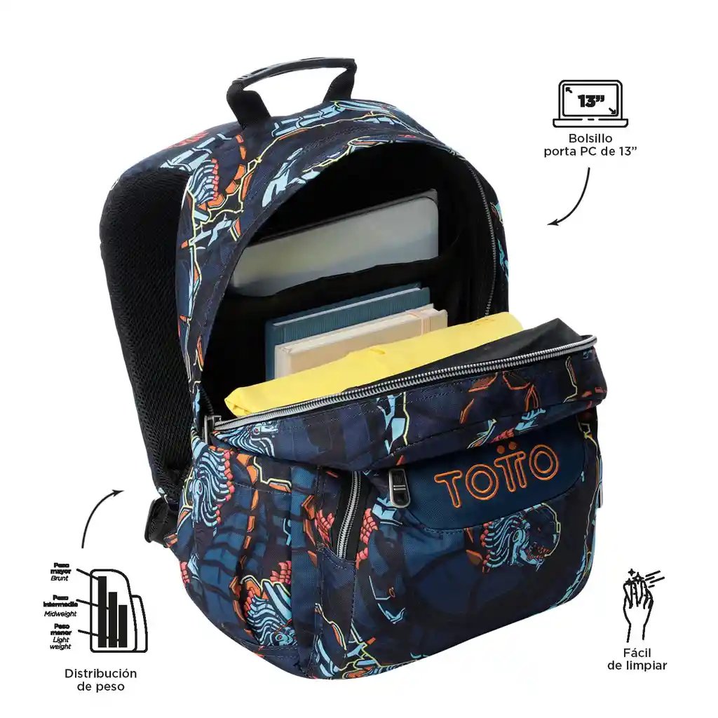 Morral Juvenil Porta Pc 13" Gommas Azul