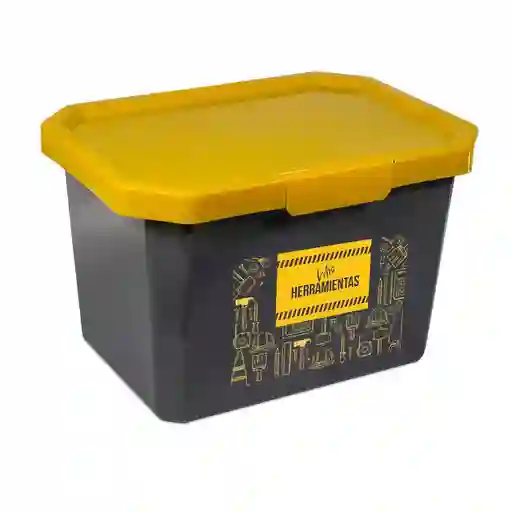 Caja Organizadora Con Broches Gris-amarillo Estra 4-1051046