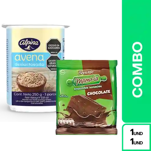 Combos Plus One: Avena Vaso Deslactosada Alpina + Brownie Mamaia