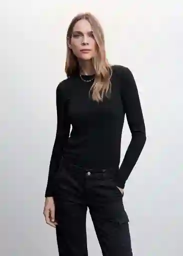 Camiseta Liloca Negro Talla XS Mujer Mango
