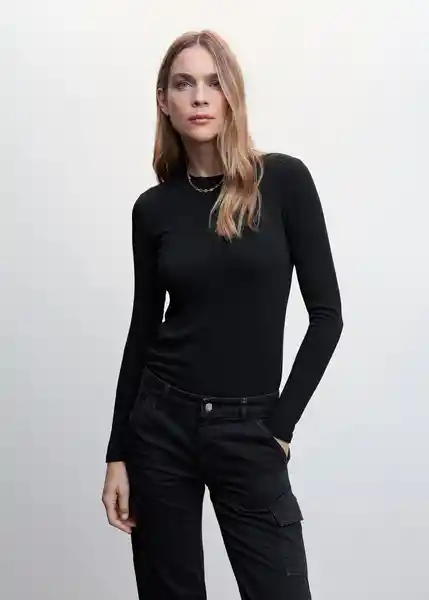 Camiseta Liloca Negro Talla XS Mujer Mango