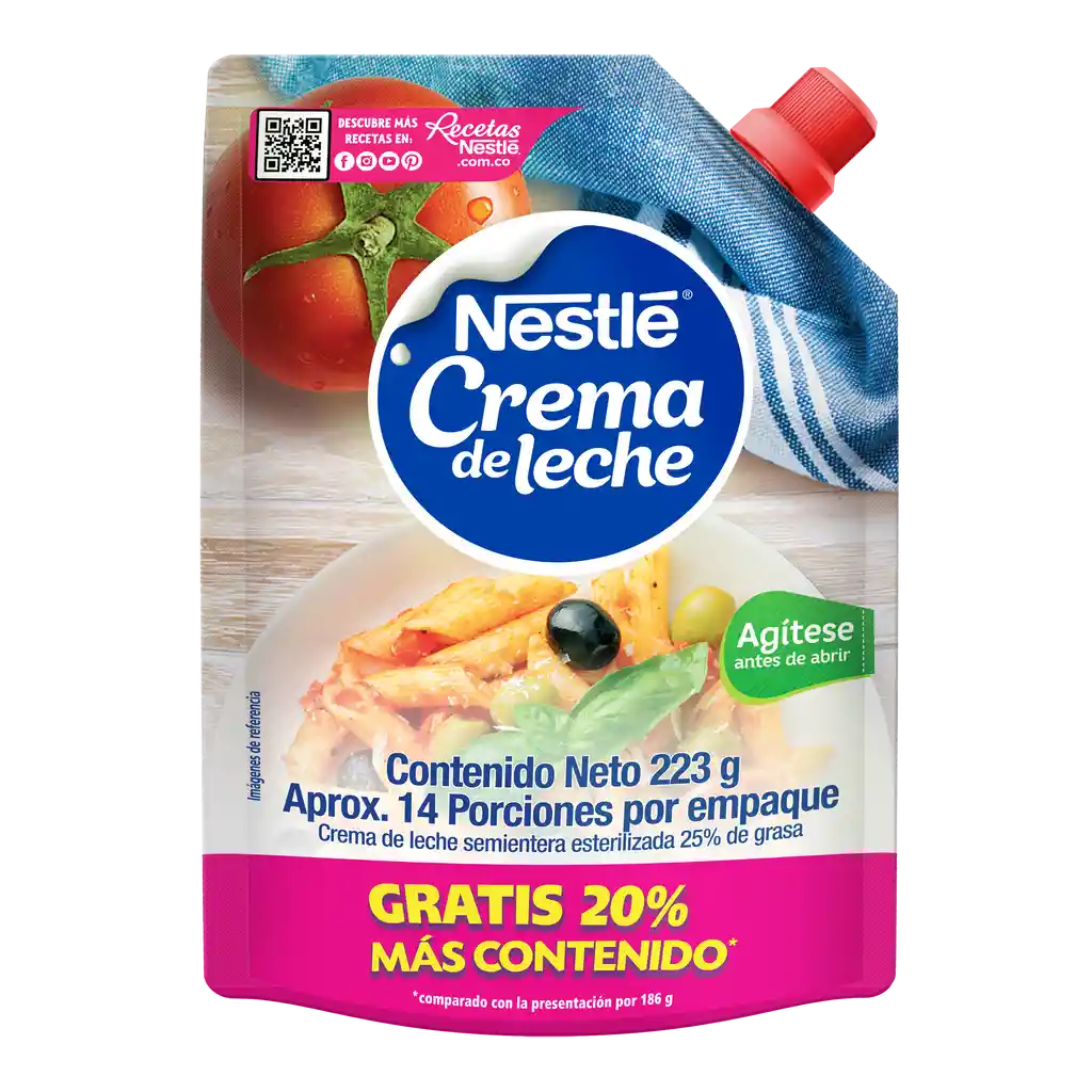 Crema de Leche NESTLÉ x 223g gratis 20% más contenido