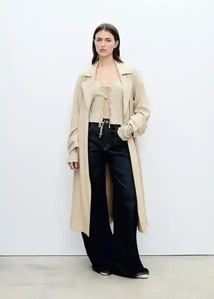 Abrigo Trench Taxi Piedra Talla XS Mujer Mango