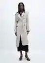 Abrigo Trench Fluid Gris Claro Vigoré Talla M Mujer Mango