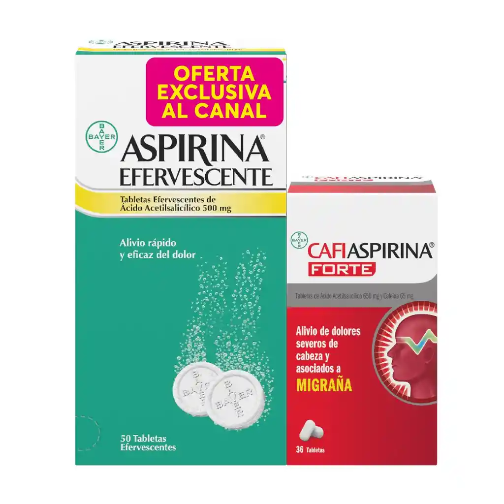 Aspirina Efervescente 500 Mg Caja X 50 Tab Gratis Cafiaspirina Forte