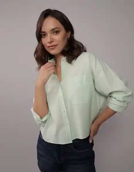 Camisa Mujer Verde Talla X-Small American Eagle 03555396