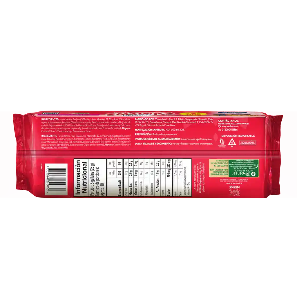 Galletas SALTINAS Original 3 tacos x 270g