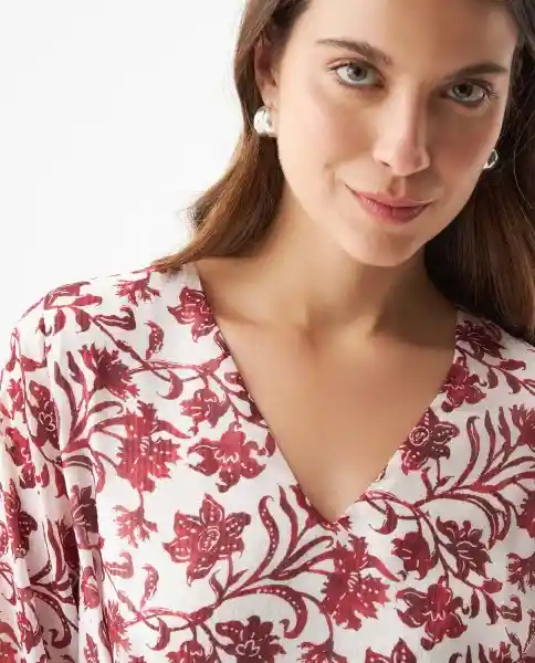 Vestido Long Floral Print Dress Blanco Celaje Claro L Chevignon