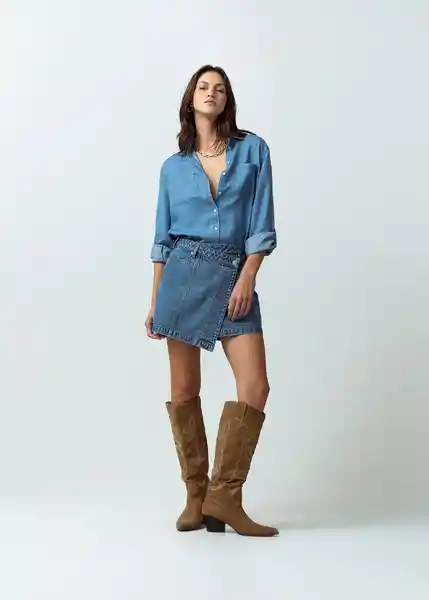 Falda Fungi Mujer Azul Indigo Medio Talla 12 Naf Naf