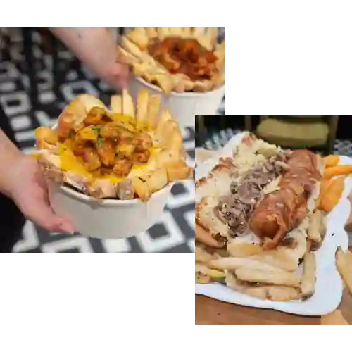 Combo Poutine Pollo-choripan 2 Proteinas