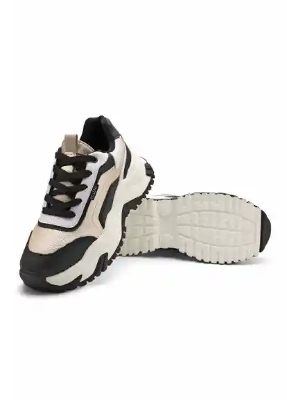 Tenis Dama Negro-Beige Talla 39 4577 Tellenzi