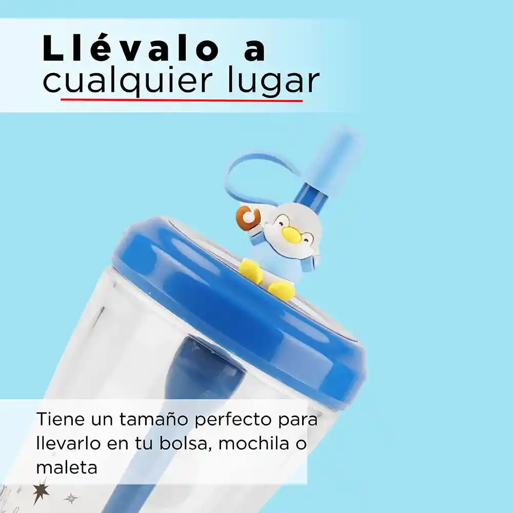 Miniso Botella de Plástico Con Pitillo Mini Family Sports 520 mL