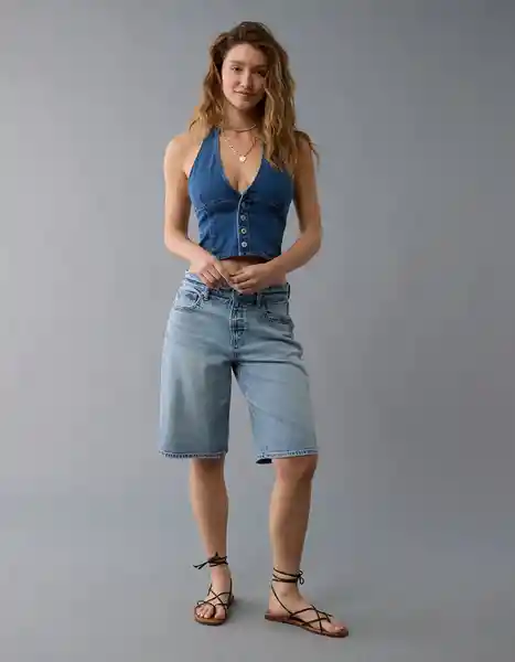 Camisa Mujer Azul Talla: LARGE 6183936 American Eagle