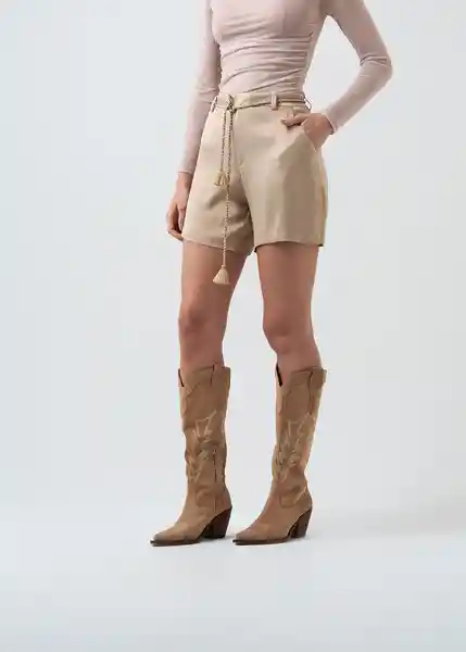 Short Signe Beige Escarcha Claro Talla 10 Mujer 553G337 Naf Naf