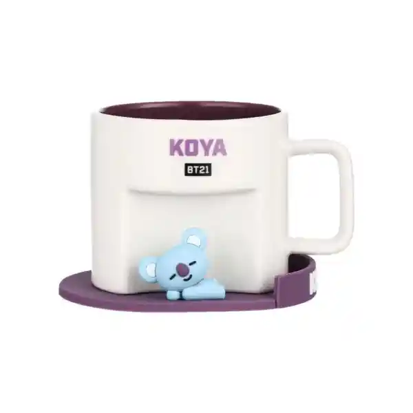 Bt21 Taza Cerámica Con Portavasos Koya Colección 450 mL