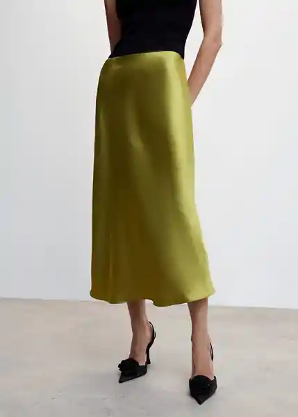 Falda Mia2 Verde Talla L Mujer Mango