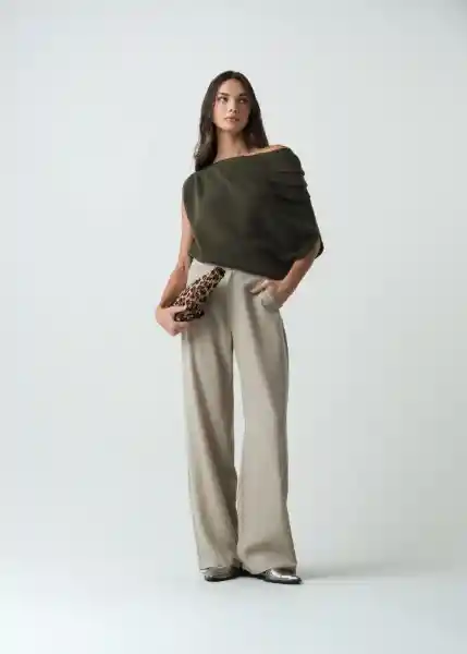 Pantalón Doha Gris Aluminio Claro Talla 10 432G376 Naf Naf