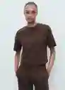 Camiseta Pico Marrón Talla L Mujer Mango
