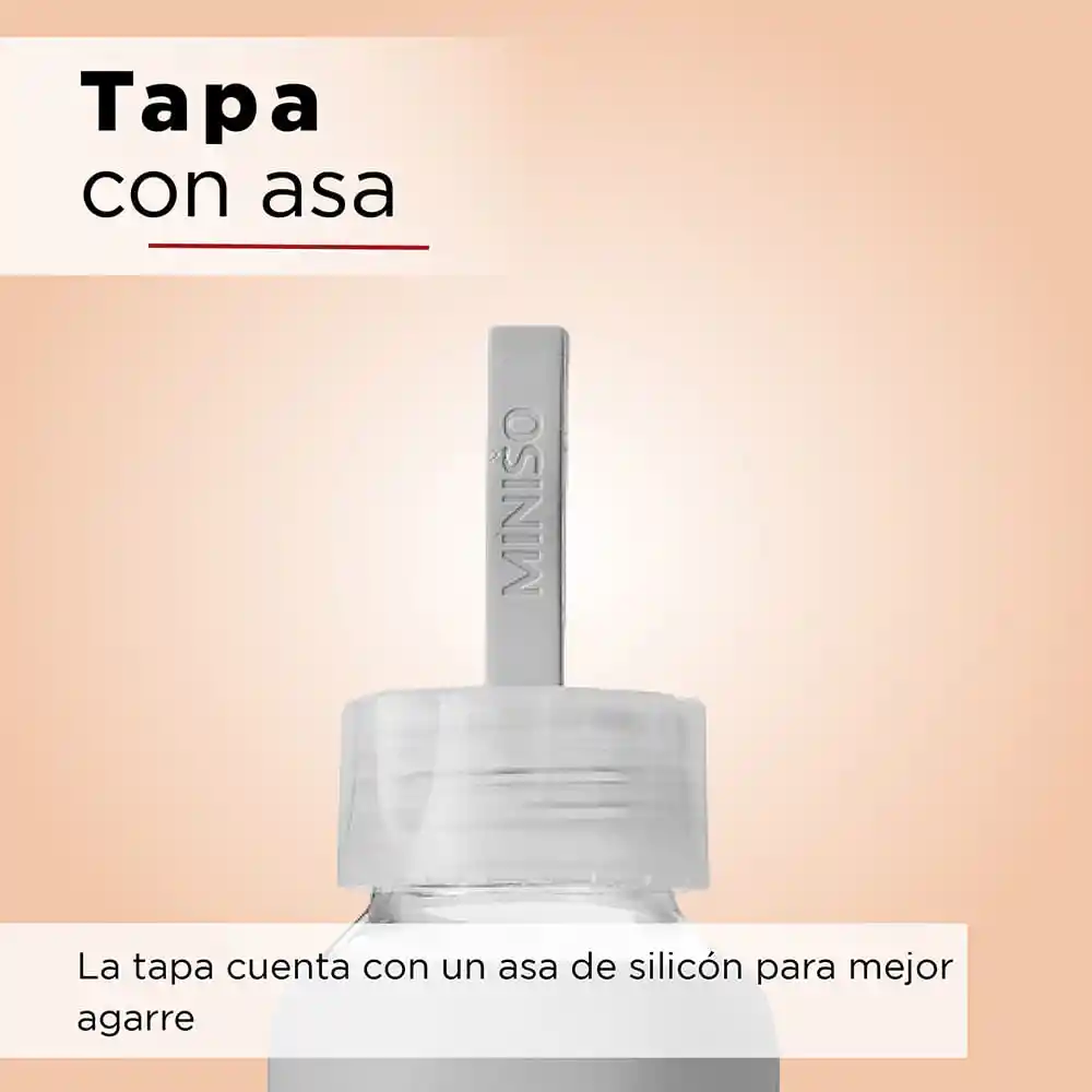 Miniso Botella de Vidrio Con Cobertura de Silicona Gris 300 mL