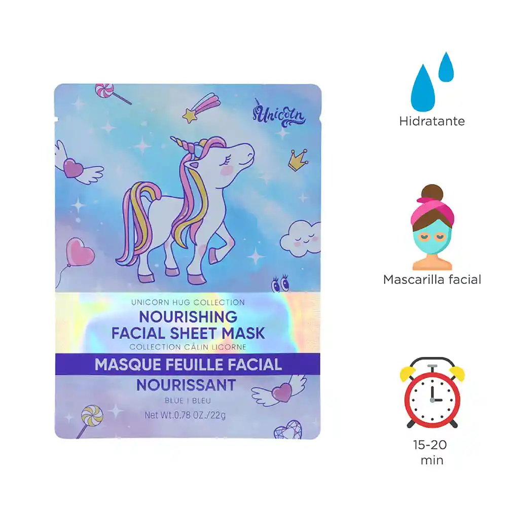 Mascarilla Facial Nutritiva Azul Unicorn Hug Collection Miniso