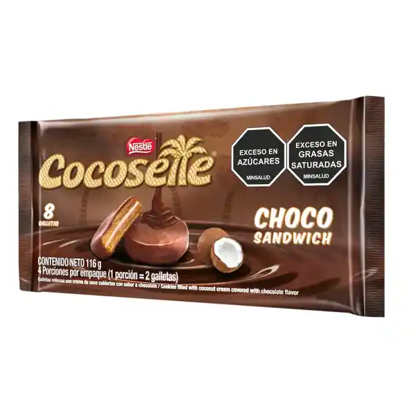 Galletas COCOSETTE Choco Sándwich rellenas con crema de coco x 116g