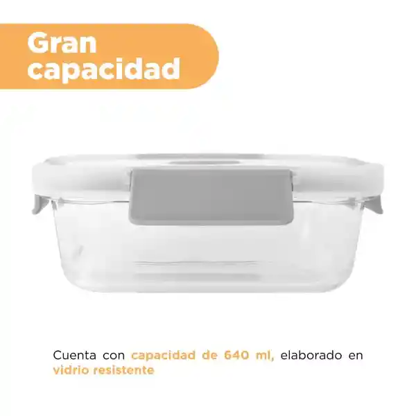 Contenedor de Alimentos de Vidrio Gris 640 mL Miniso