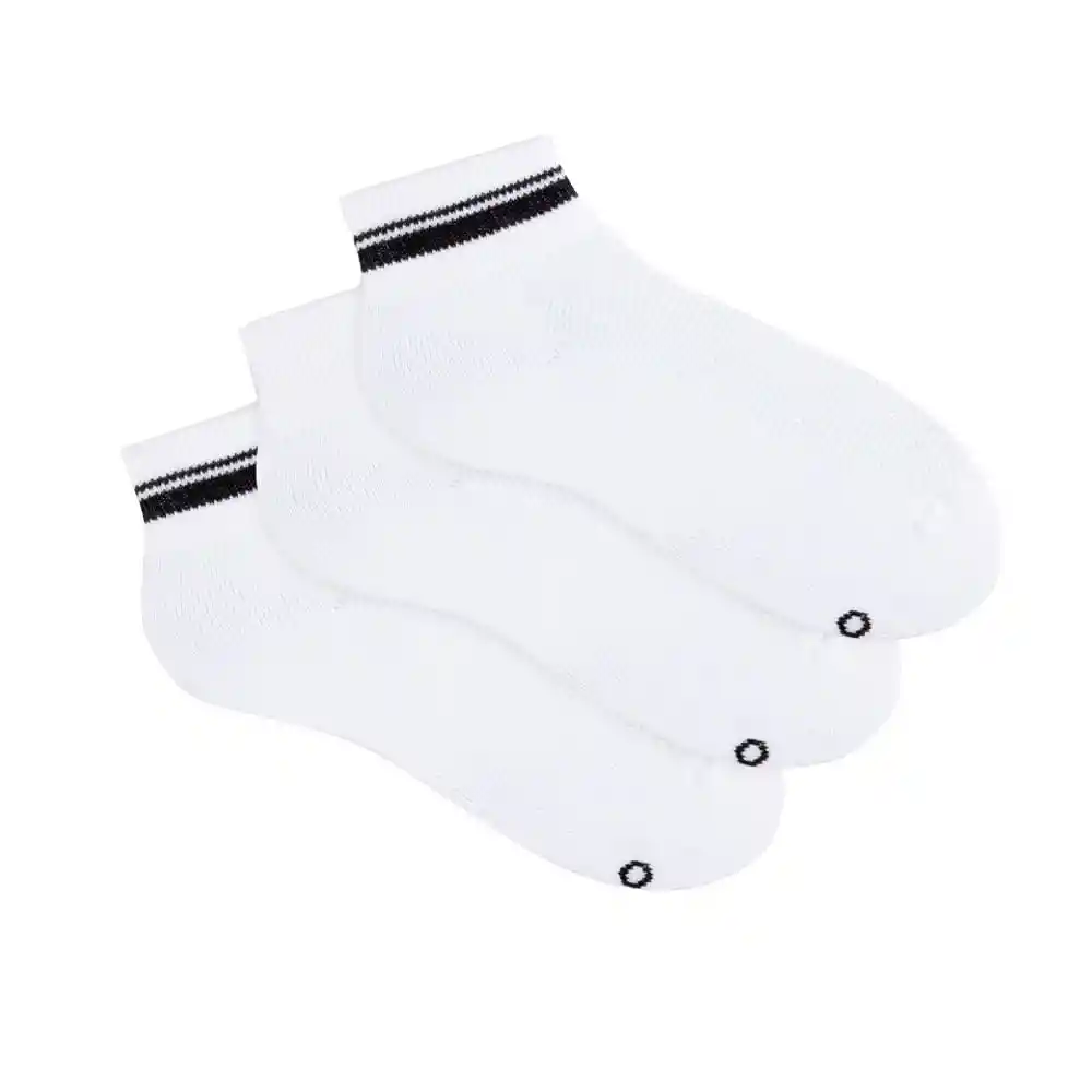 Medias Deportivas Cortas Masculino Praha X3 Punto Blanco Talla 10-12