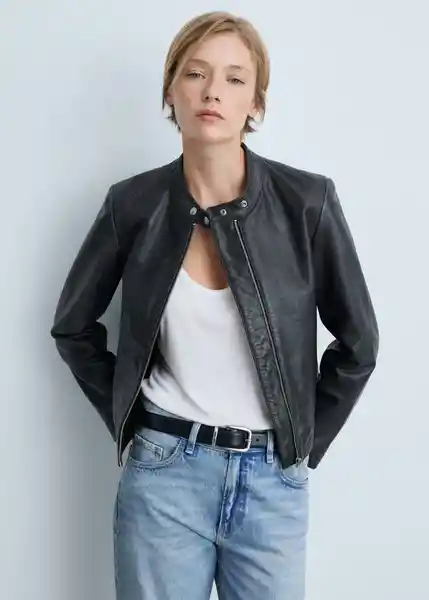 Chaqueta Moto Negro Talla 28 Mujer Mango