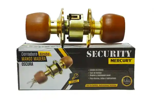 Security Mercury Chapa Cerradura Alcoba U/ó Oficina. Pomo Madera