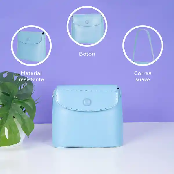 Bolso Hobo Con Solapa y Botón Azul Miniso