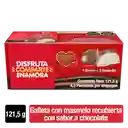 Galleta masmelo BESO DE AMOR cubierta sabor chocolate 9 Unds. x 13,5g c/u